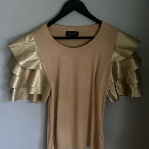 Garcia Faux Leather Layered Sleeve Top Size L